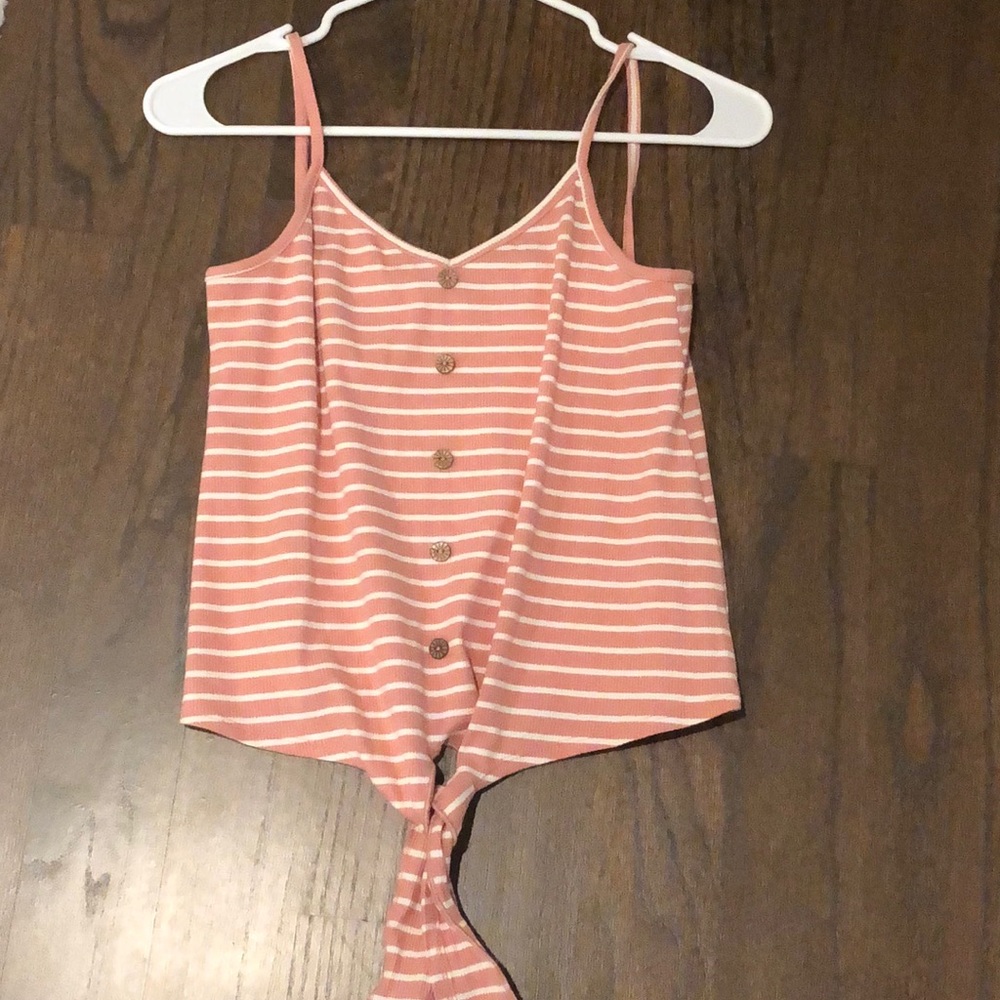 Light pink and white striped tank top